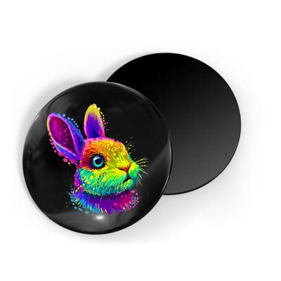 Rabbit Face Colorful Water Color Abstract Head Magnet