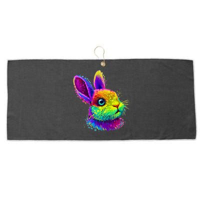 Rabbit Face Colorful Water Color Abstract Head Large Microfiber Waffle Golf Towel