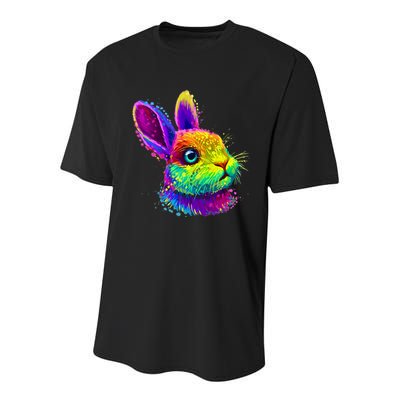 Rabbit Face Colorful Water Color Abstract Head Youth Performance Sprint T-Shirt