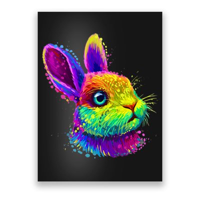 Rabbit Face Colorful Water Color Abstract Head Poster
