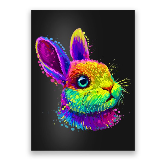 Rabbit Face Colorful Water Color Abstract Head Poster