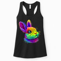 Rabbit Face Colorful Water Color Abstract Head Womens Tank Top