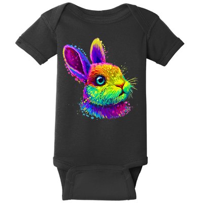 Rabbit Face Colorful Water Color Abstract Head Baby Bodysuit