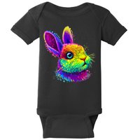 Rabbit Face Colorful Water Color Abstract Head Baby Bodysuit