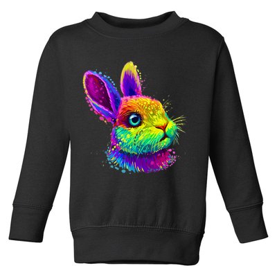 Rabbit Face Colorful Water Color Abstract Head Toddler Sweatshirt