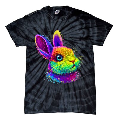 Rabbit Face Colorful Water Color Abstract Head Tie-Dye T-Shirt