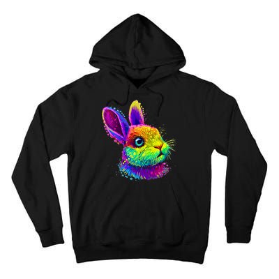 Rabbit Face Colorful Water Color Abstract Head Tall Hoodie