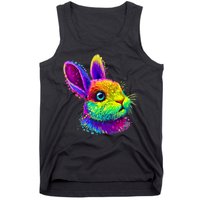 Rabbit Face Colorful Water Color Abstract Head Tank Top