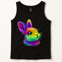 Rabbit Face Colorful Water Color Abstract Head Tank Top