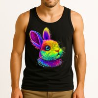 Rabbit Face Colorful Water Color Abstract Head Tank Top
