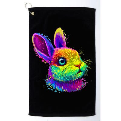 Rabbit Face Colorful Water Color Abstract Head Golf Towel