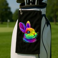 Rabbit Face Colorful Water Color Abstract Head Golf Towel