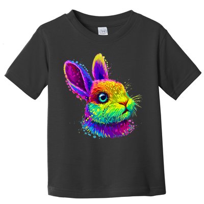 Rabbit Face Colorful Water Color Abstract Head Toddler T-Shirt