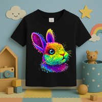 Rabbit Face Colorful Water Color Abstract Head Toddler T-Shirt