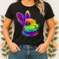 Rabbit Face Colorful Water Color Abstract Head Womens T-Shirt