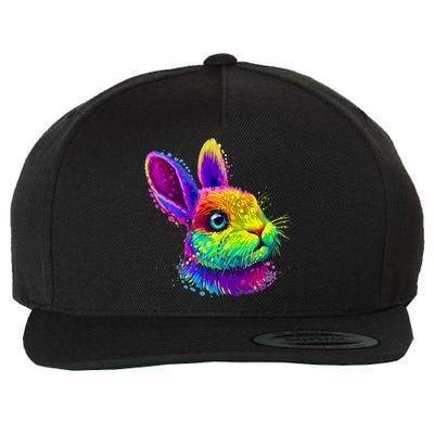 Rabbit Face Colorful Water Color Abstract Head Wool Snapback Cap