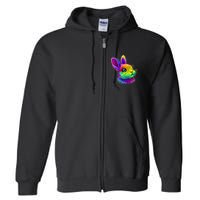 Rabbit Face Colorful Water Color Abstract Head Full Zip Hoodie