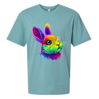 Rabbit Face Colorful Water Color Abstract Head Sueded Cloud Jersey T-Shirt
