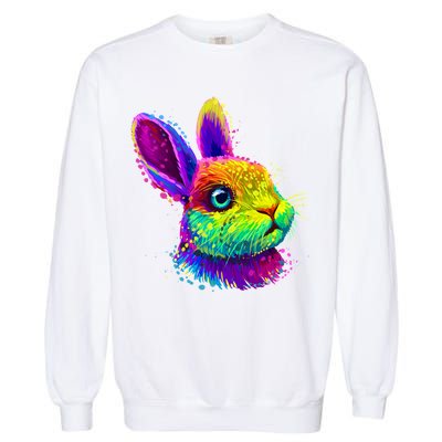 Rabbit Face Colorful Water Color Abstract Head Garment-Dyed Sweatshirt