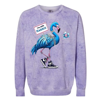 Retro Flamingo Chucks And Pearls Comma La Kamala Harris 2024 Colorblast Crewneck Sweatshirt