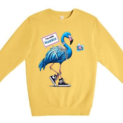 Retro Flamingo Chucks And Pearls Comma La Kamala Harris 2024 Premium Crewneck Sweatshirt