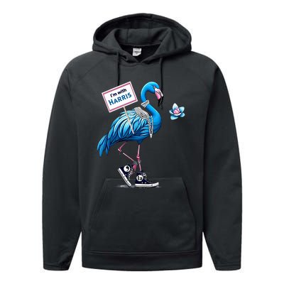 Retro Flamingo Chucks And Pearls Comma La Kamala Harris 2024 Performance Fleece Hoodie