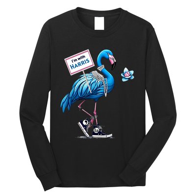 Retro Flamingo Chucks And Pearls Comma La Kamala Harris 2024 Long Sleeve Shirt