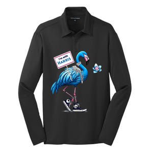 Retro Flamingo Chucks And Pearls Comma La Kamala Harris 2024 Silk Touch Performance Long Sleeve Polo