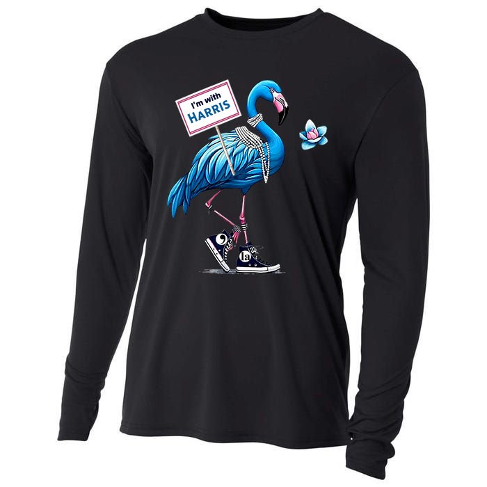 Retro Flamingo Chucks And Pearls Comma La Kamala Harris 2024 Cooling Performance Long Sleeve Crew