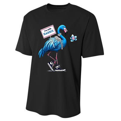 Retro Flamingo Chucks And Pearls Comma La Kamala Harris 2024 Performance Sprint T-Shirt