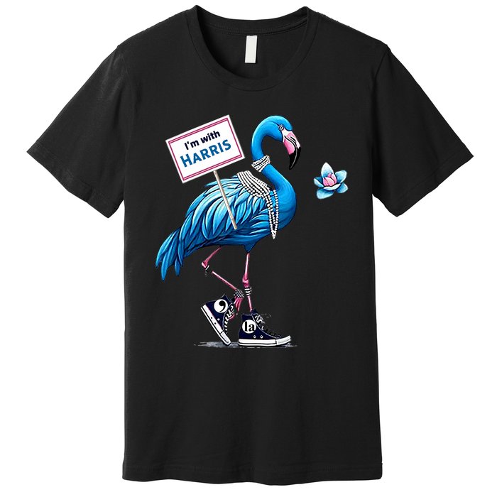 Retro Flamingo Chucks And Pearls Comma La Kamala Harris 2024 Premium T-Shirt