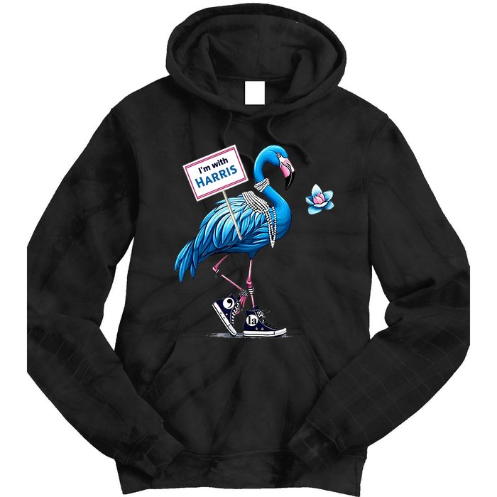 Retro Flamingo Chucks And Pearls Comma La Kamala Harris 2024 Tie Dye Hoodie