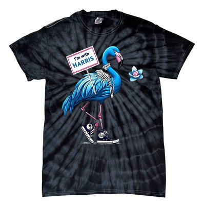 Retro Flamingo Chucks And Pearls Comma La Kamala Harris 2024 Tie-Dye T-Shirt