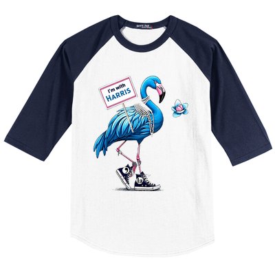 Retro Flamingo Chucks And Pearls Comma La Kamala Harris 2024 Baseball Sleeve Shirt