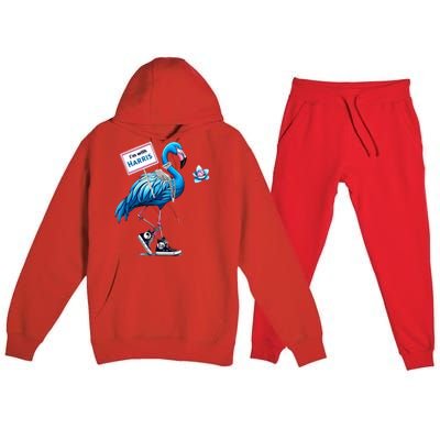 Retro Flamingo Chucks And Pearls Comma La Kamala Harris 2024 Premium Hooded Sweatsuit Set