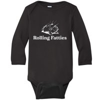 Rolling Fatties Cat Lover Funny Cat Kitten Baby Long Sleeve Bodysuit