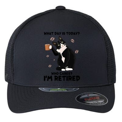 Retired Funny Cat Retirement Flexfit Unipanel Trucker Cap