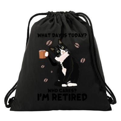 Retired Funny Cat Retirement Drawstring Bag