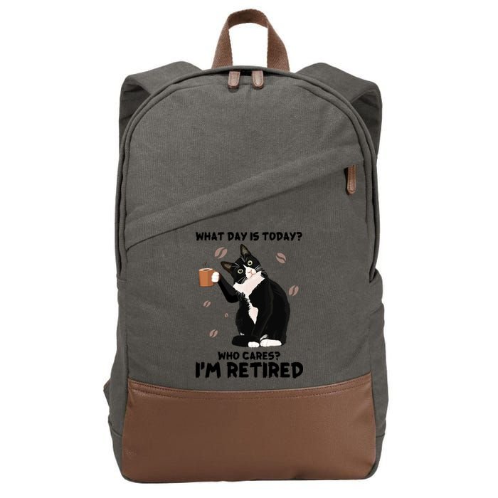 Retired Funny Cat Retirement Cotton Canvas Backpack