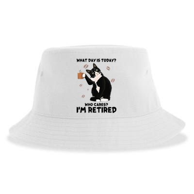 Retired Funny Cat Retirement Sustainable Bucket Hat