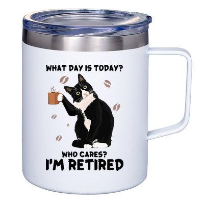 Retired Funny Cat Retirement 12oz Stainless Steel Coffee Mug