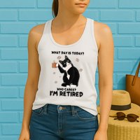 Retired Funny Cat Retirement Womens Tank Top