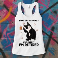 Retired Funny Cat Retirement Womens Tank Top