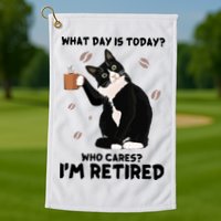 Retired Funny Cat Retirement Golf Towel