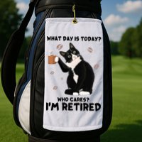 Retired Funny Cat Retirement Golf Towel