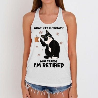 Retired Funny Cat Retirement Women's Knotted Racerback Tank