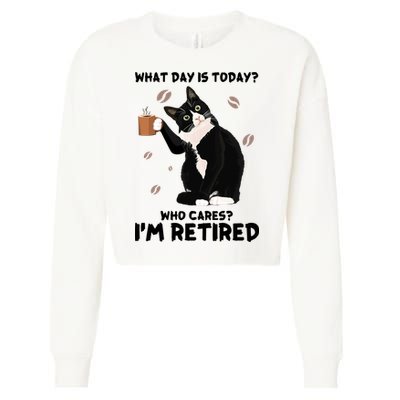 Retired Funny Cat Retirement Cropped Pullover Crew