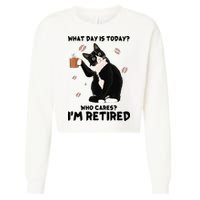 Retired Funny Cat Retirement Cropped Pullover Crew