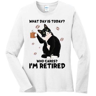 Retired Funny Cat Retirement Ladies Long Sleeve Shirt