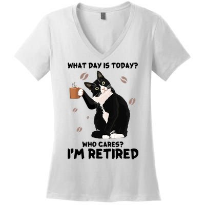 Retired Funny Cat Retirement Women's V-Neck T-Shirt